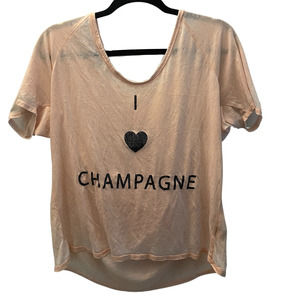Chaser "I Love Champagne" Burnout Shirt, Size S NWOT